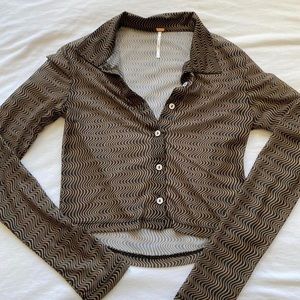 Free people mesh button up